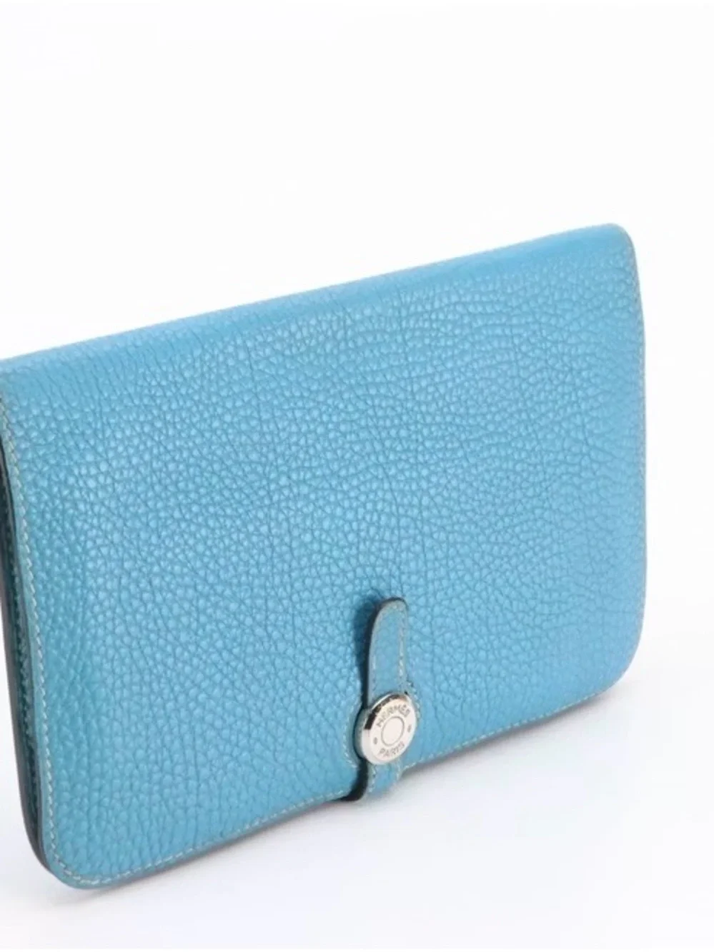 Hermès Dogon Duo GM Bifold Wallet in Blue Clemence Leather